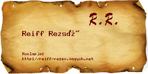 Reiff Rezső névjegykártya